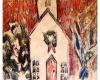 Old Christmas Church With Snow Flakes – 11″ x 14″ Canvas Colored Pencil