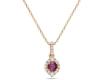 Rose Gold Ruby and 1/10ctw Rose Gold Diamond Halo Pendant